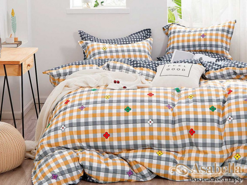 картинка комплект постельного белья 1,5-спальный, печатный сатин 1325-4s от магазина asabella в Москве